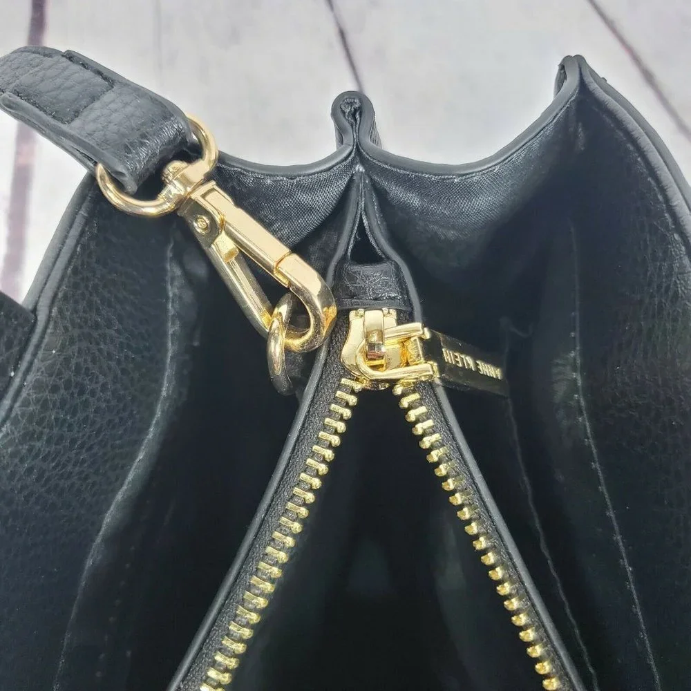 Anne Klein Women's Logo Curved Satchel Crossbody Bag